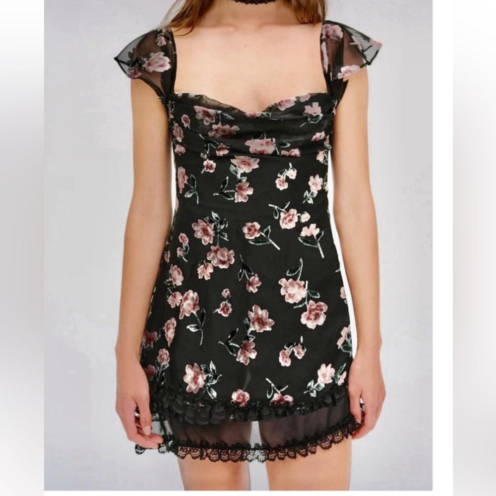NWT For Love And Lemons Black Floral Dress